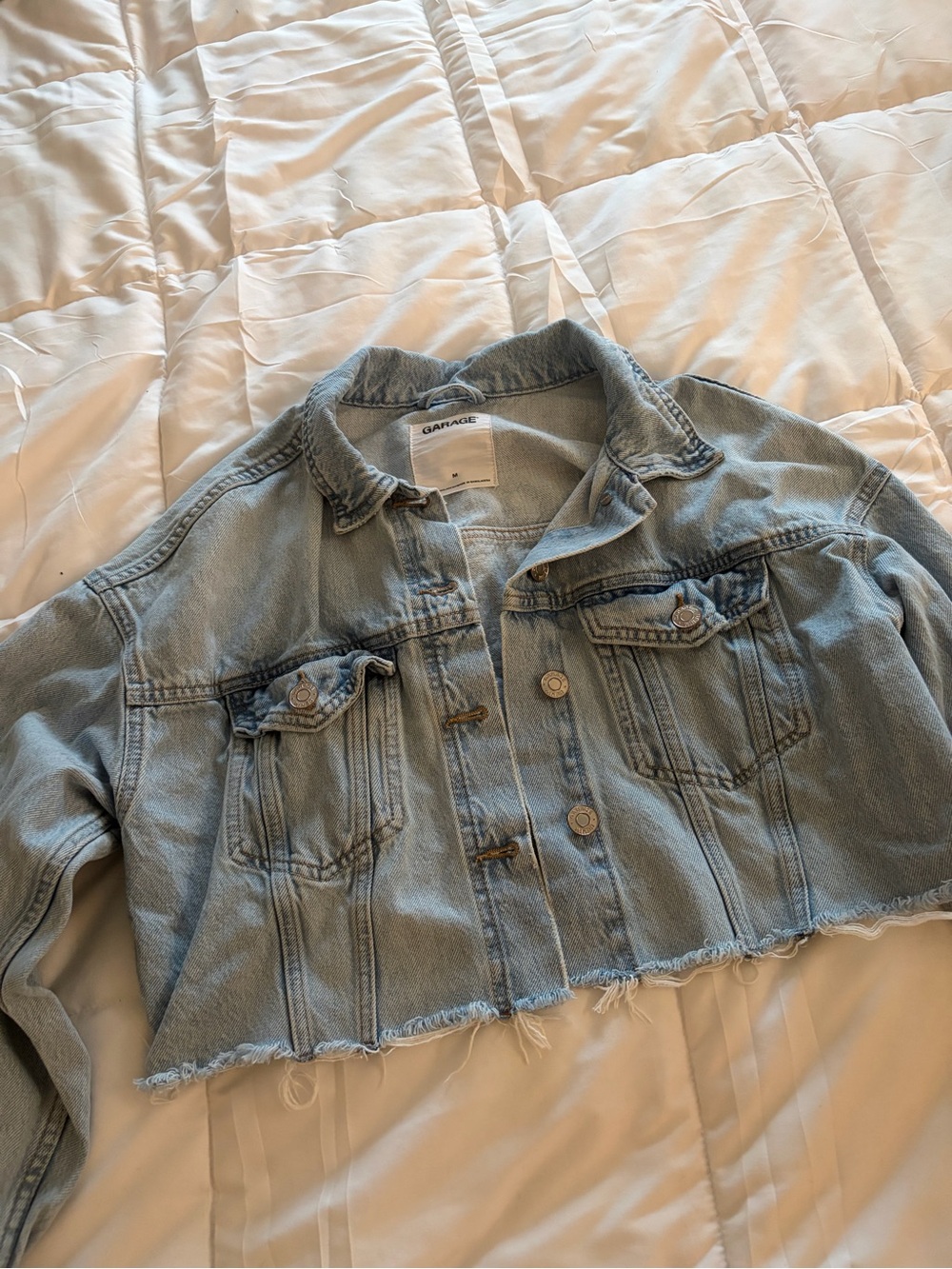 Garage Light Wash Cropped Denim Jacket